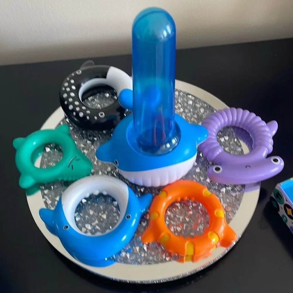 Preowned cute FAO Schwartz stack & sea creature tower 0 month unisex baby toys